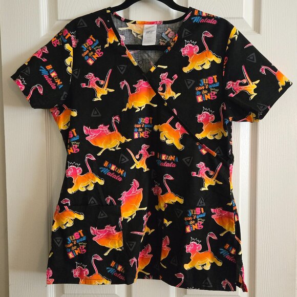 Disney The Lion King Sunset Scrub Top Small - Picture 1 of 3